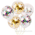 clear silver and gold confetti latex nitrile balloons